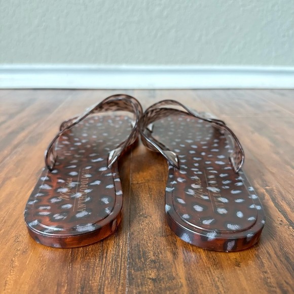 NWOB ANTHROPOLOGIE x MATISSE Leopard Print Jelly Sandals Square Toe Brown - Picture 7 of 10